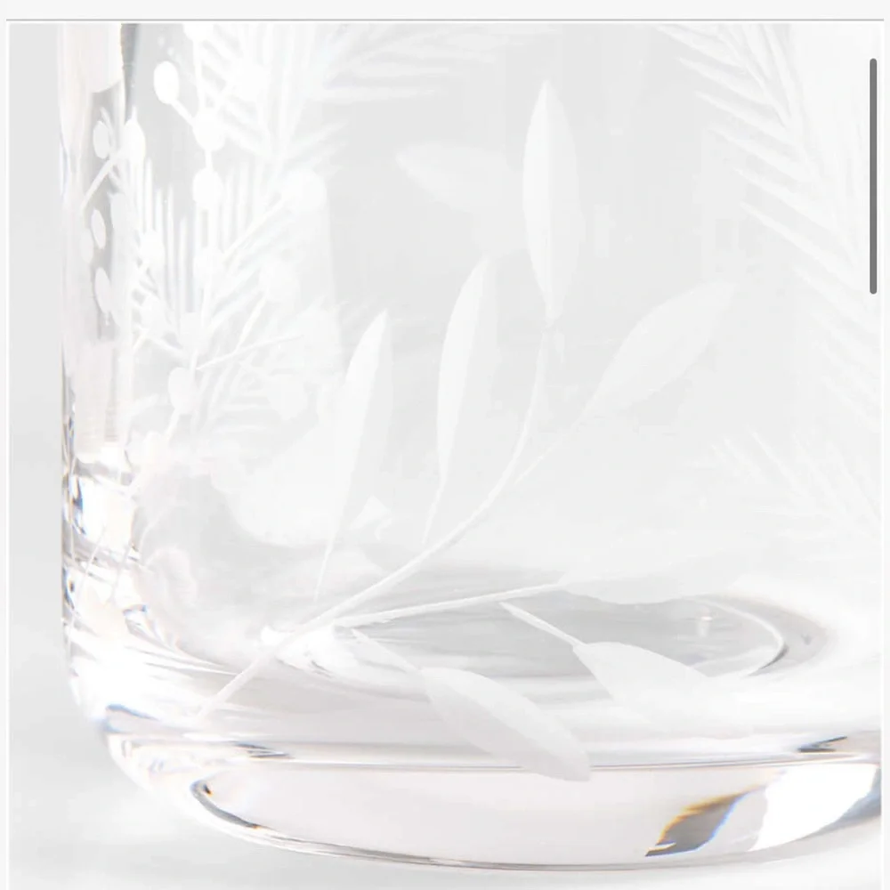 Crate&Barrel Winterberry 11-oz. Etched Double-Old Fashioned Glass